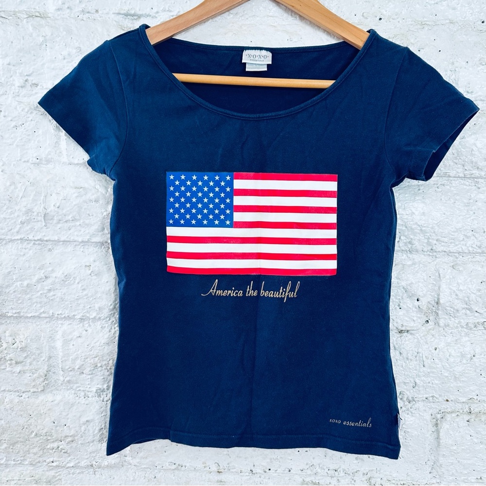 COPY - xoxo American Flag Print Tops T Shirt Casual 4th of July Loose Blouse si…